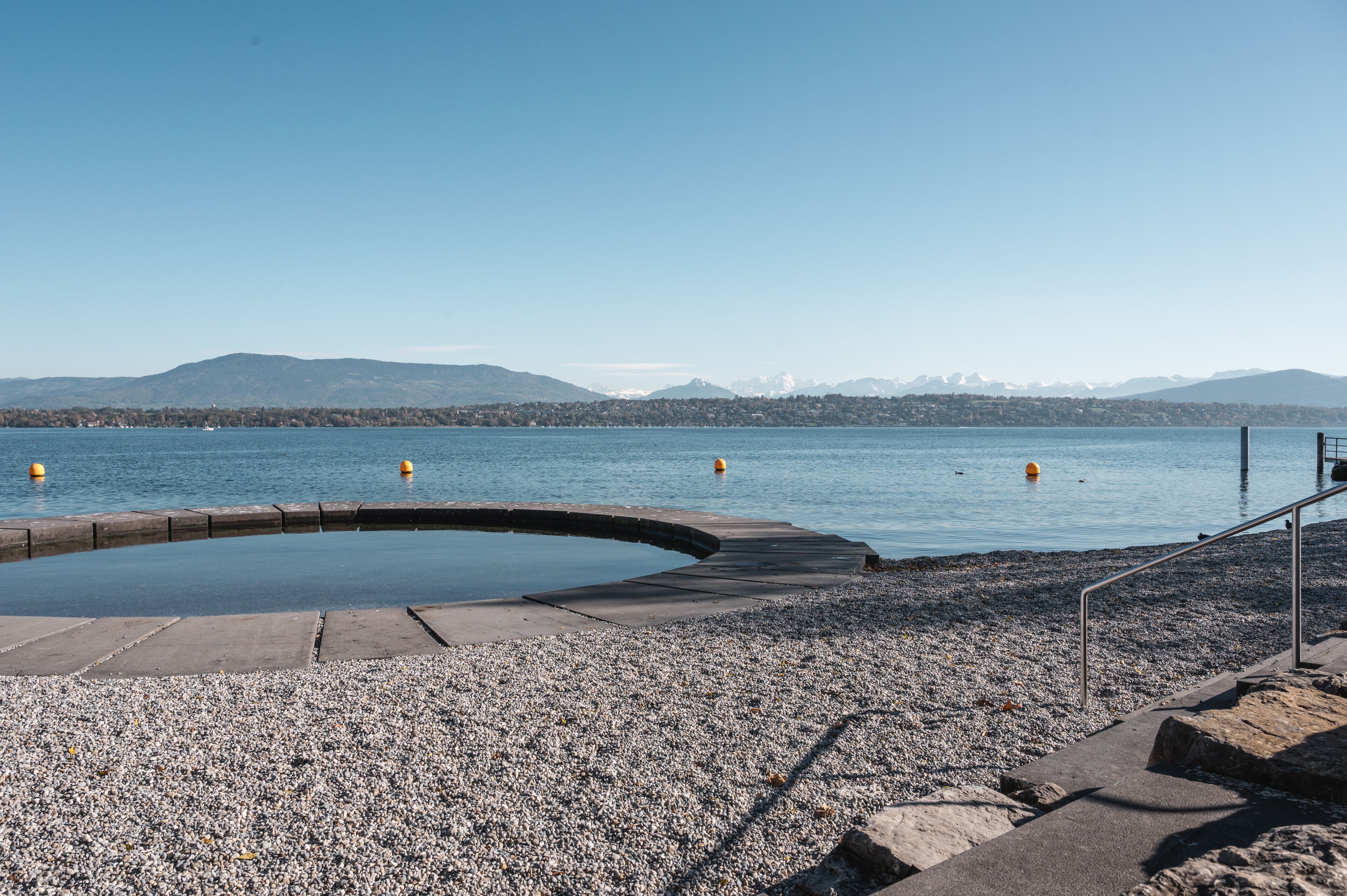 vue sur le Mont Blanc depuis la plage Gitana, Bellevue