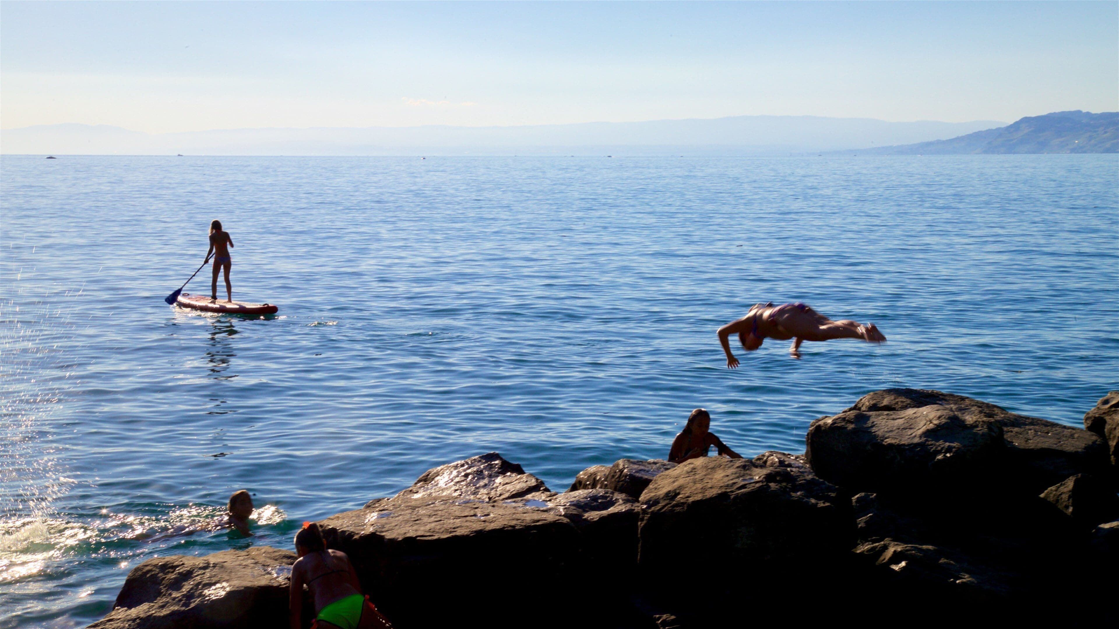 Canton of Vaud featuring general coastal views, swimming and kayaking or canoeing