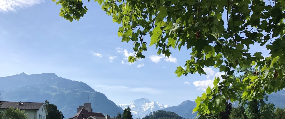 Walkway along a river near Interlaken