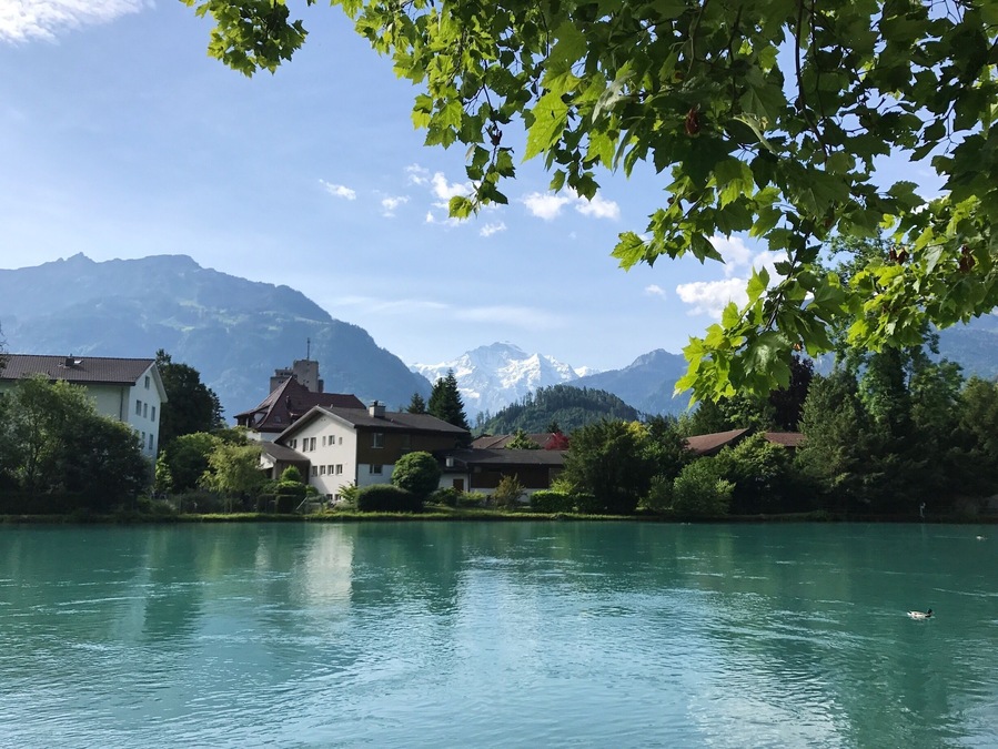 Walkway along a river near Interlaken