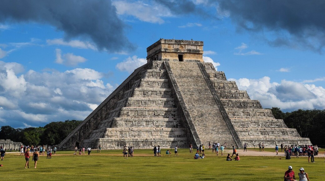 I was super excited to get to see this in person. The site is so much more than this singular temple. Behind where I was standing is a ball court, off to the life is the sacrificial cenote or sinkhole, and behind this temple there is another structure.