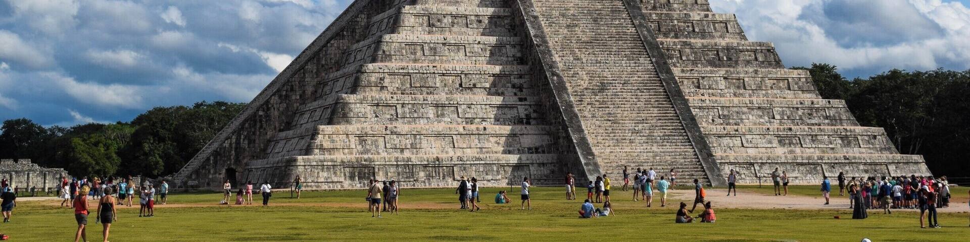 I was super excited to get to see this in person. The site is so much more than this singular temple. Behind where I was standing is a ball court, off to the life is the sacrificial cenote or sinkhole, and behind this temple there is another structure.