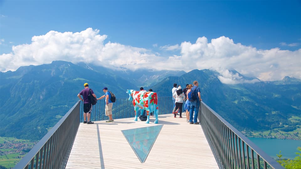 Switzerland featuring outdoor art and views as well as a small group of people