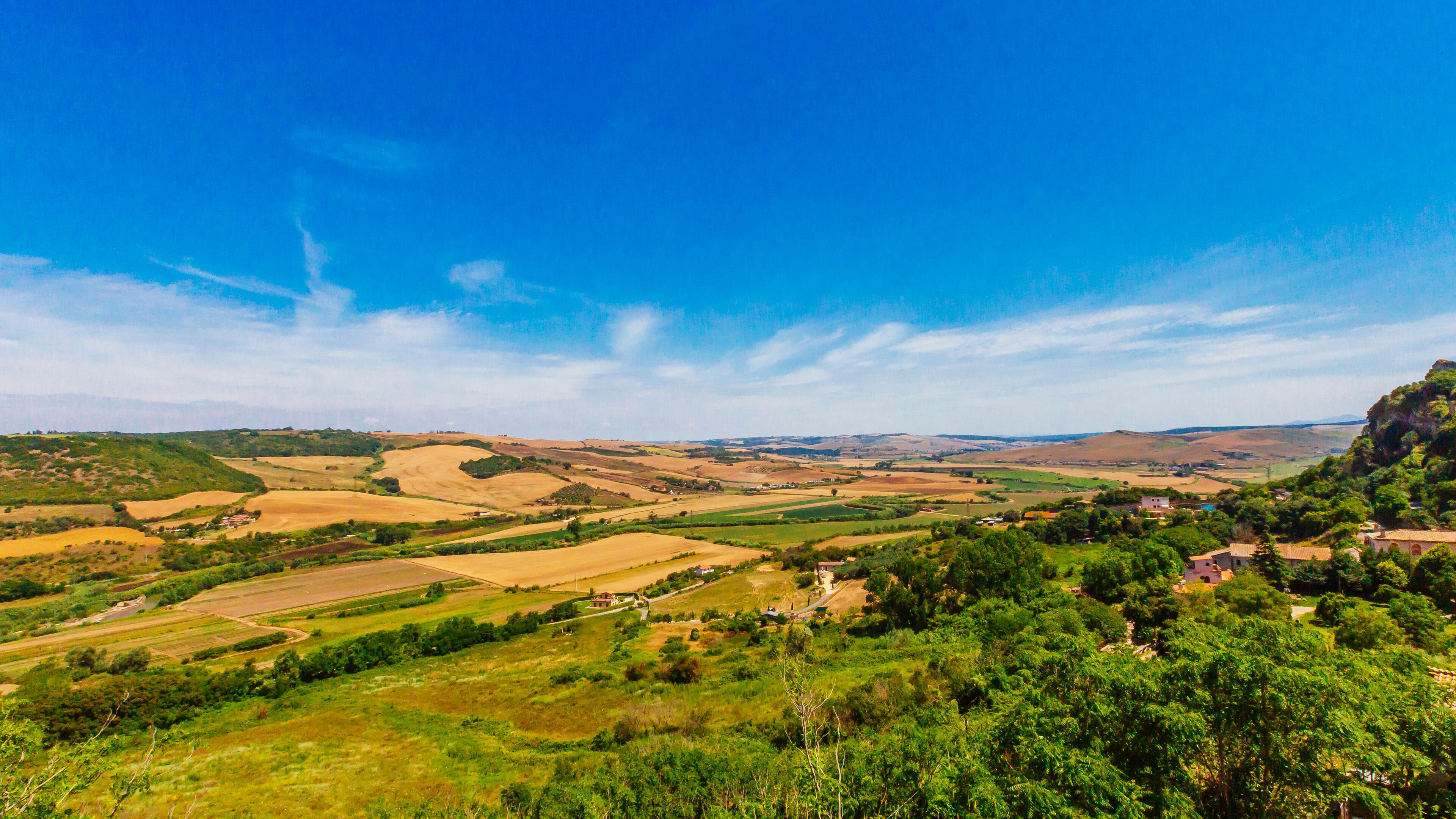 Panoramic view of fields in the countryside near Tarquinia, Italy; Shutterstock ID 1157170552; Purchase Order: -