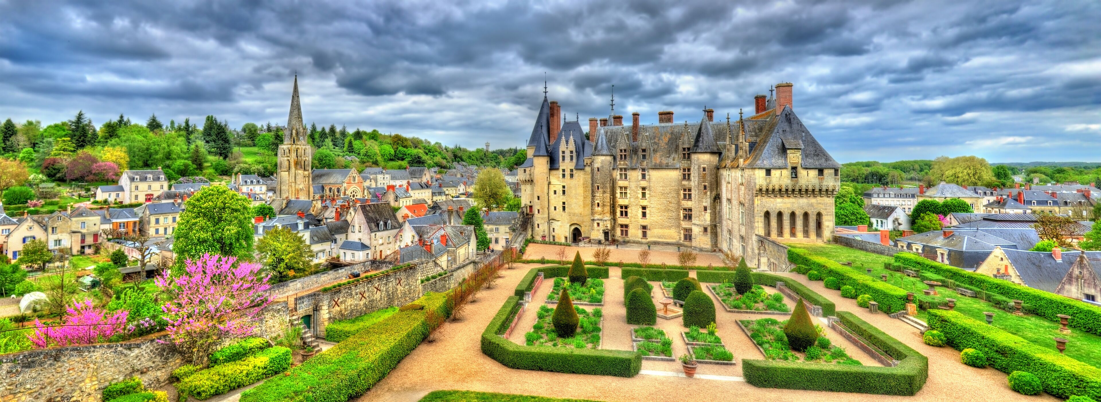 View of the Chateau de Langeais, a castle in the Loire Valley, France