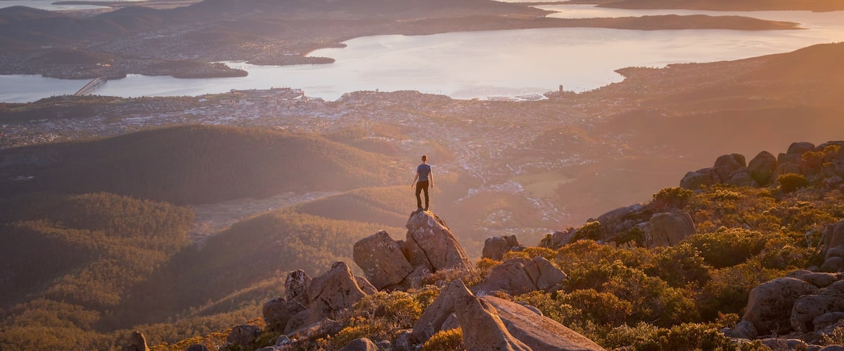 Hobart featuring landscape views, a river or creek and a sunset