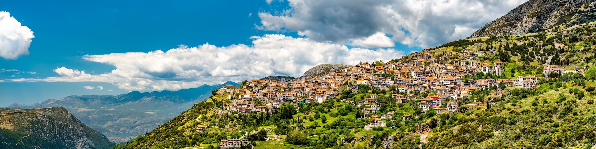 Pamoramic view of Arachova town in Greece