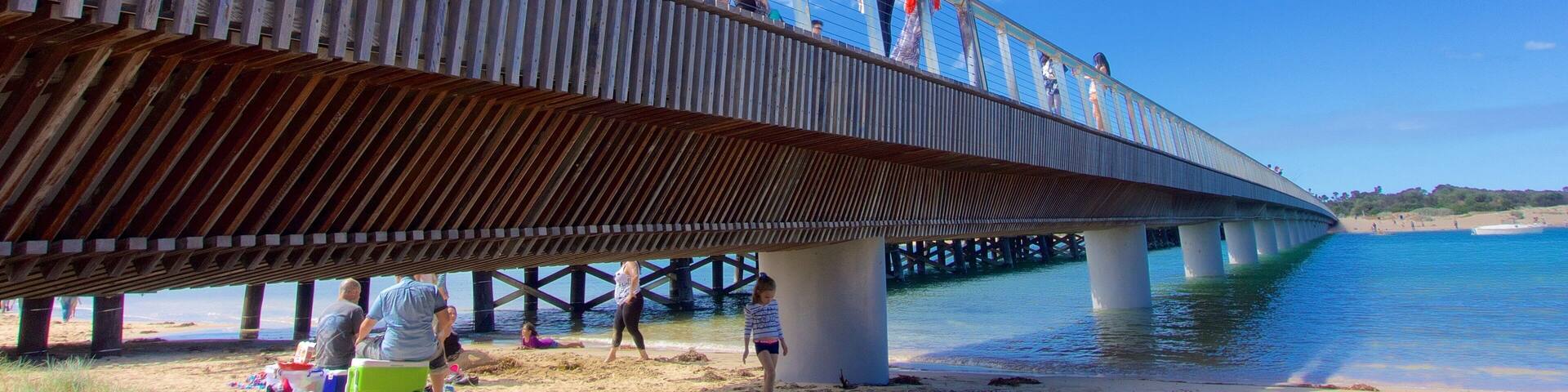 Barwon Heads joka esittää ranta ja silta