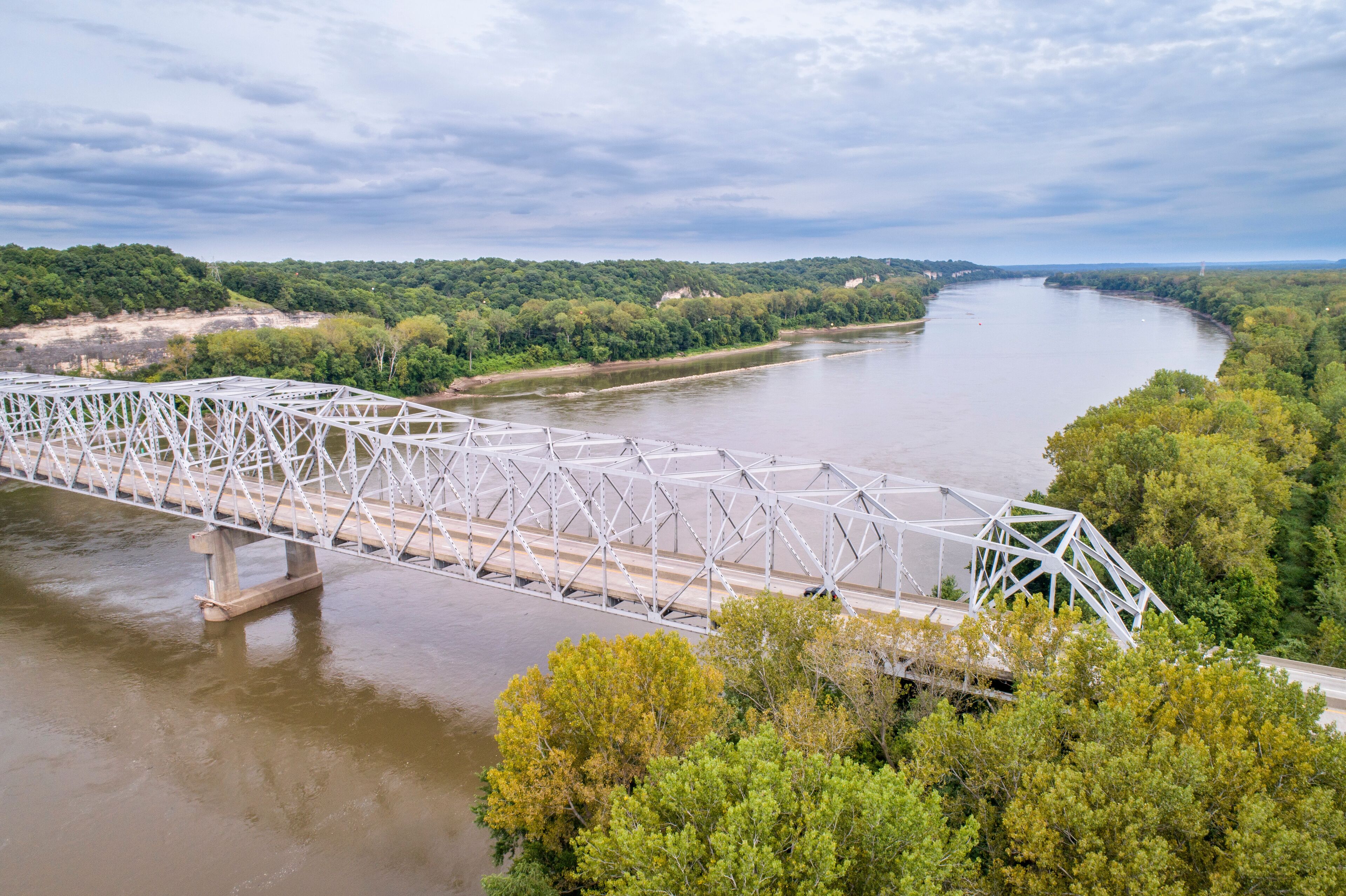 Missouri River bridge aerial view