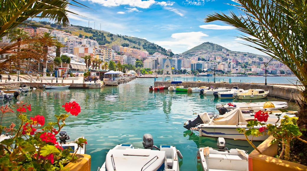 Saranda city port at ionian sea. Albania.
