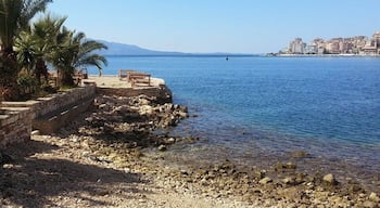 Looking across to Corfu from Saranda in Albania. Taxi cabs here all smelt of weed.