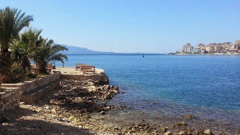 Looking across to Corfu from Saranda in Albania. Taxi cabs here all smelt of weed.