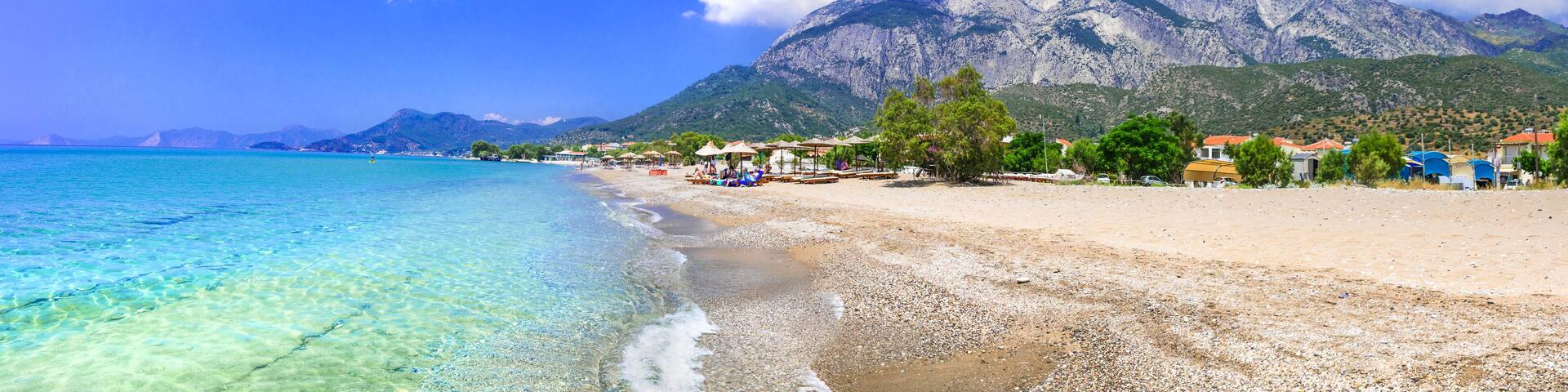 Greece. Beautiful turquoise beach scenery , Samos island, Marathokampos village