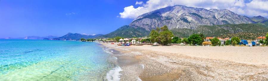 Greece. Beautiful turquoise beach scenery , Samos island, Marathokampos village