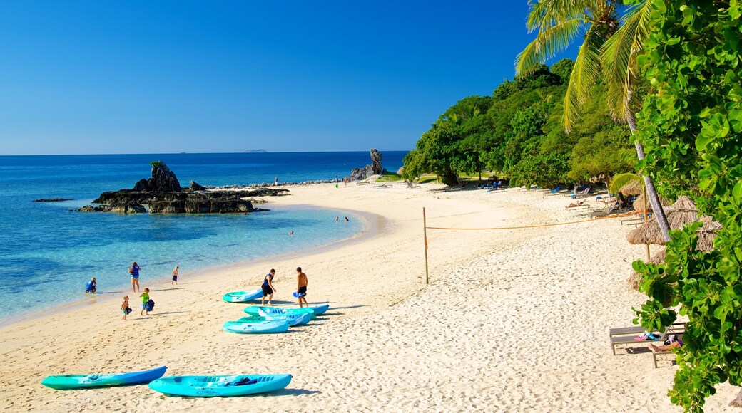 Castaway Island which includes kayaking or canoeing, a sandy beach and tropical scenes