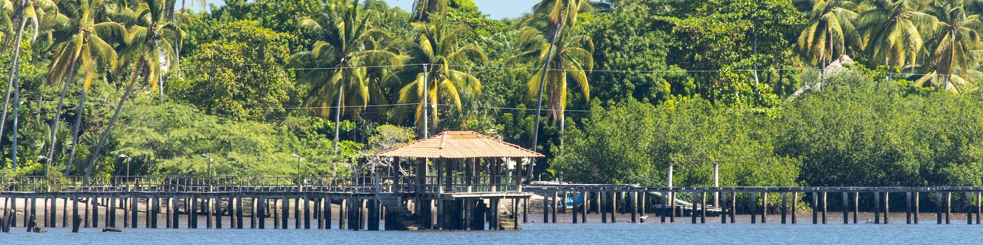 View to the San Vicente volcano from the Estero of Jaltepeque in San Luis La Herradura, La Paz, El Salvador