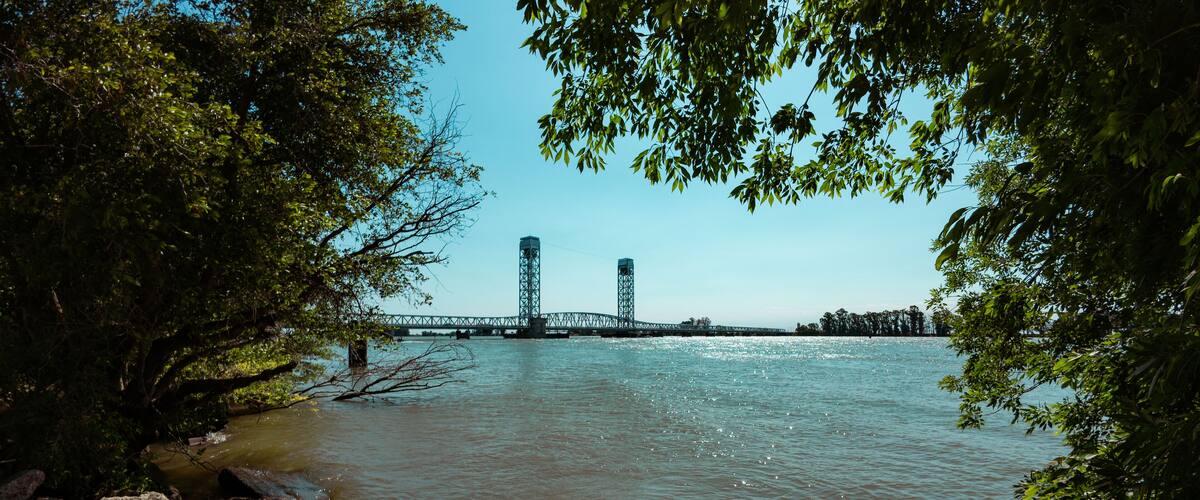 Rio Vista Bridge Spanning the California Delta on a Sunny Day