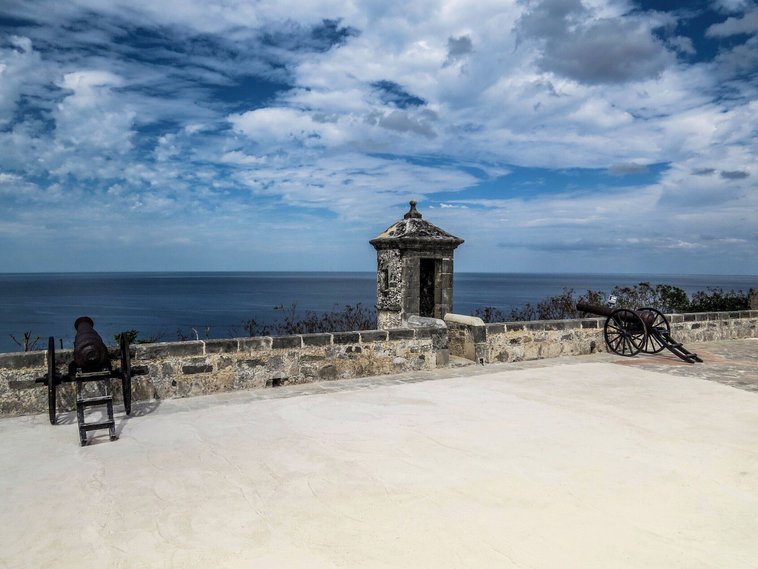 The Fort of San Miguel in Campeche, Mexico. It is one of six fortifications that were constructed to the neighborhood of the city, this acts it was finished in 1801 and it possesses drawbridge, police officer's body, official's quarter, store of gunpowder, his corridor of access is of wavy form which was avoiding the access of the enemy. Nowadays it is a museum that contains some stelas that were found in the archaeological zone of Calakmul, large masks and necklaces of jade, jars, censers, jars tripods, glasses that the former Maya were using and that were found in the excavations of the different archaeological sites like Edznå, Tiger and Tabasqueño.