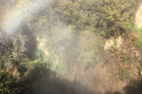 Hiking this beautiful tropical thermal valley was like stepping back into time. I caught this beautiful rainbow in the steam escaping "The Witches Brew" while hiking thru the park. A great time! #hiking