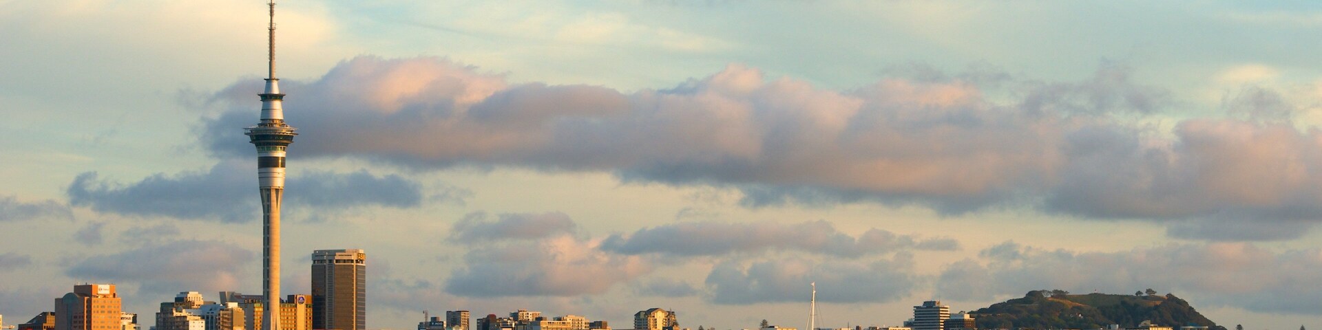 Sky Tower featuring a high rise building, central business district and general coastal views