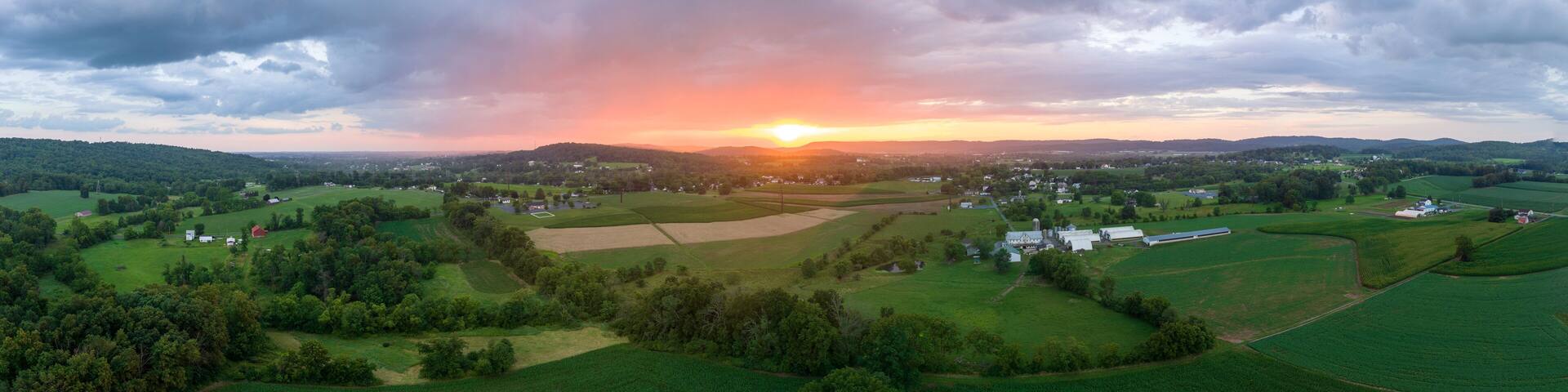Sunset and Clouds over Farmland