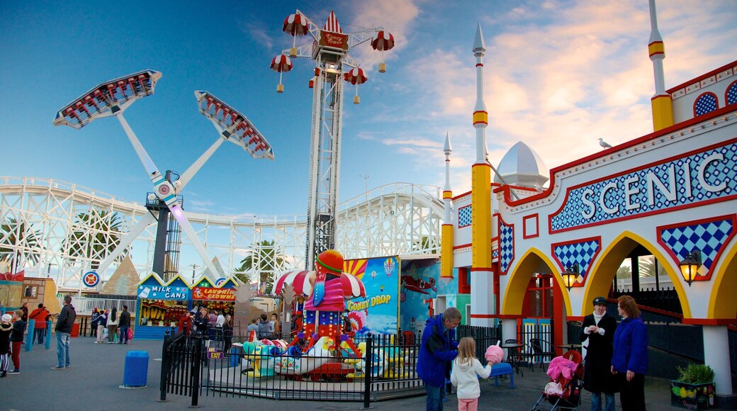 Luna Park showing rides as well as a family