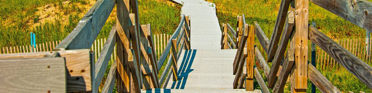 Board walk on Plum Island National Reserve. Massachusetts, USA