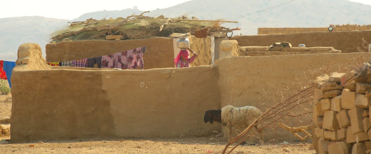 Parque Nacional de Ranthambore mostrando tierras de cultivo y una pequeña ciudad o pueblo