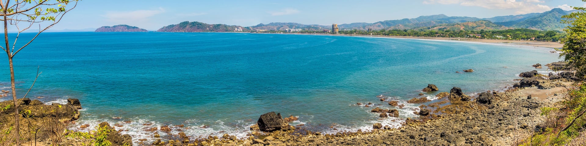 Panoramic view at the bay with beaches near Jaco city in Costa Rica