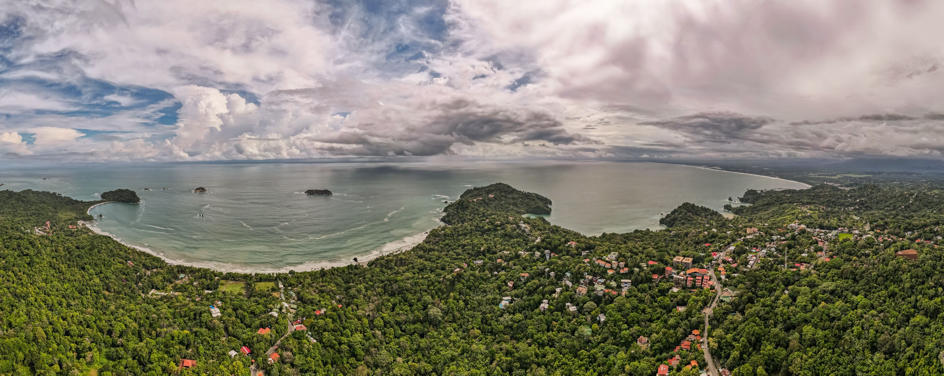 Beautiful aerial view of Manuel Antonio National Park and its magnificent beach in Quepos Costa Rica 