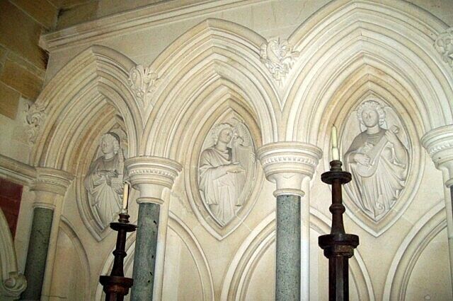 Blind arcade in Holy Trinity parish church, Privett, Hampshire