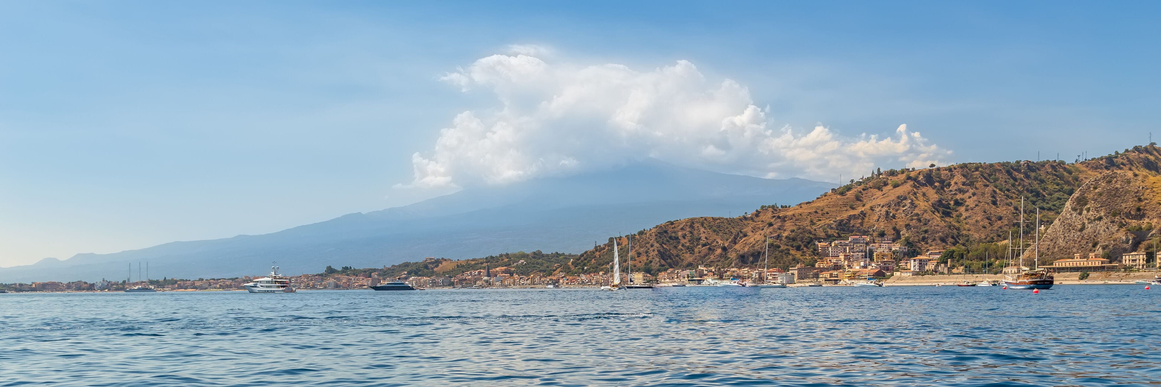 Taormina in Italy. Web banner with copy space