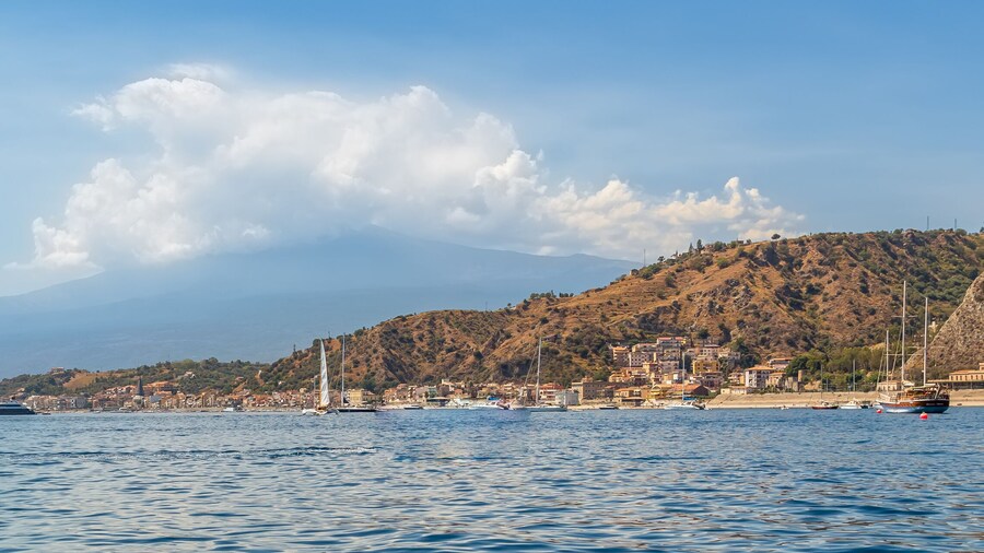 Taormina in Italy. Web banner with copy space