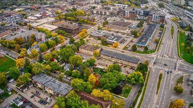 Aerial View of the Twin Cities Suburb of Hopkins, Minnesota