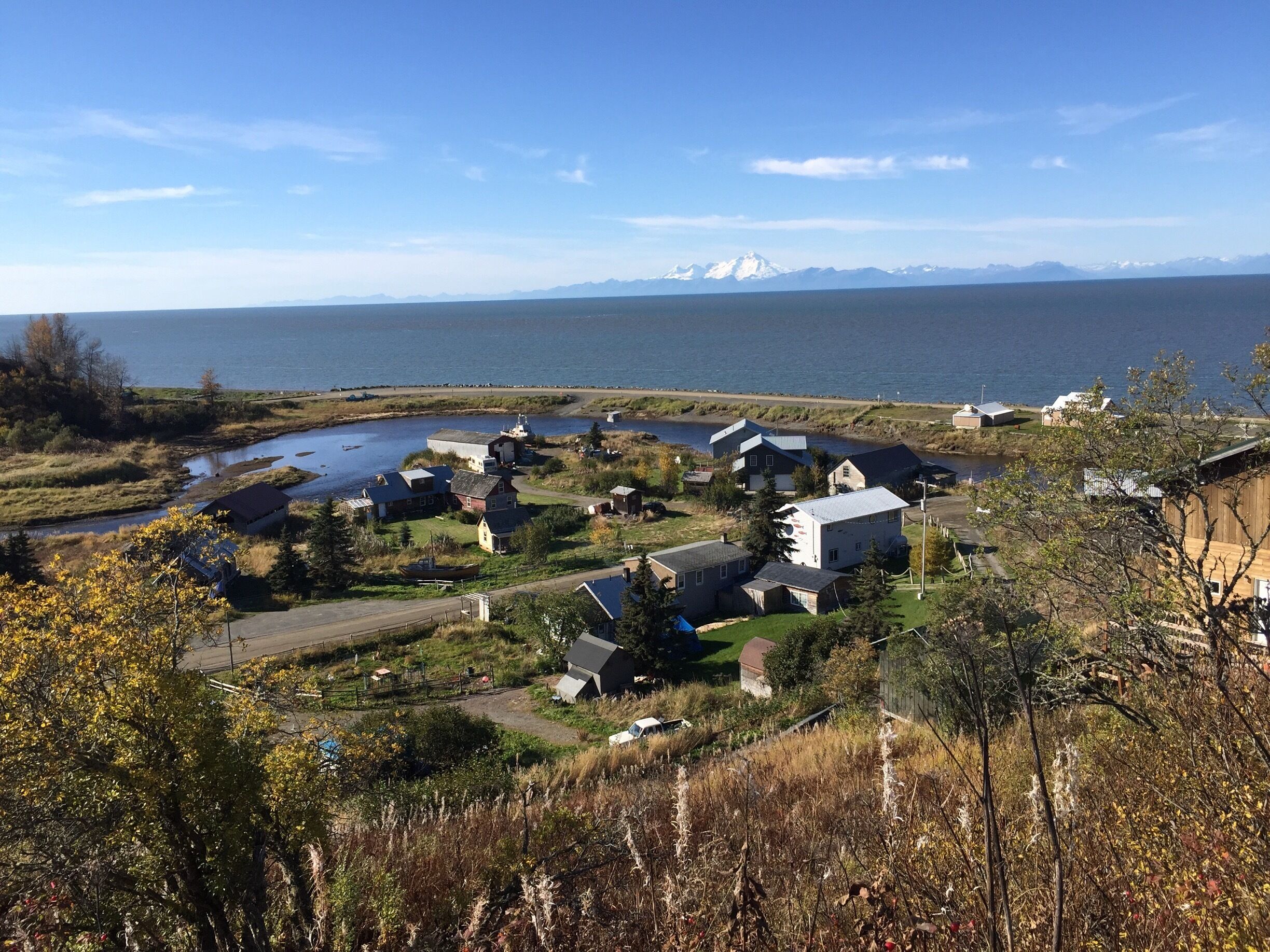 View of Ninilchik Villiage and Mt. Illiamna from the Historic Russian Church. 