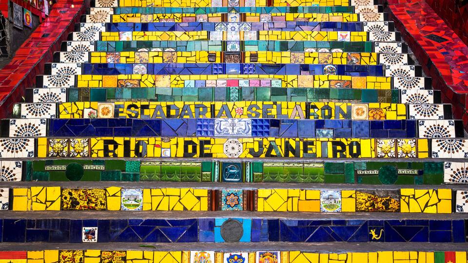 Escadaria Selaron, or Lapa Steps, in Rio de Janeiro, Brazil