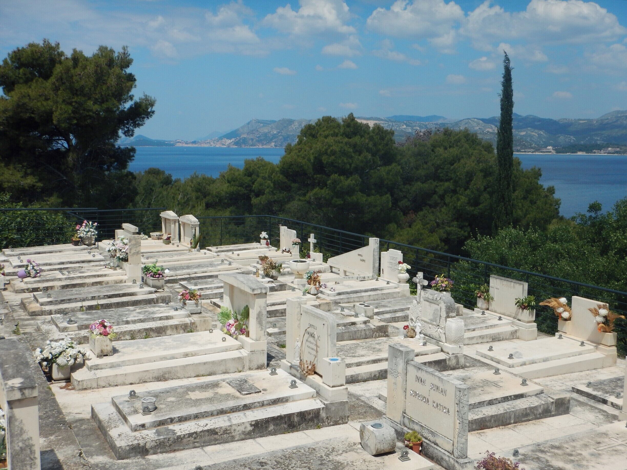 A cemetery with a view on the hill in Cavtat.