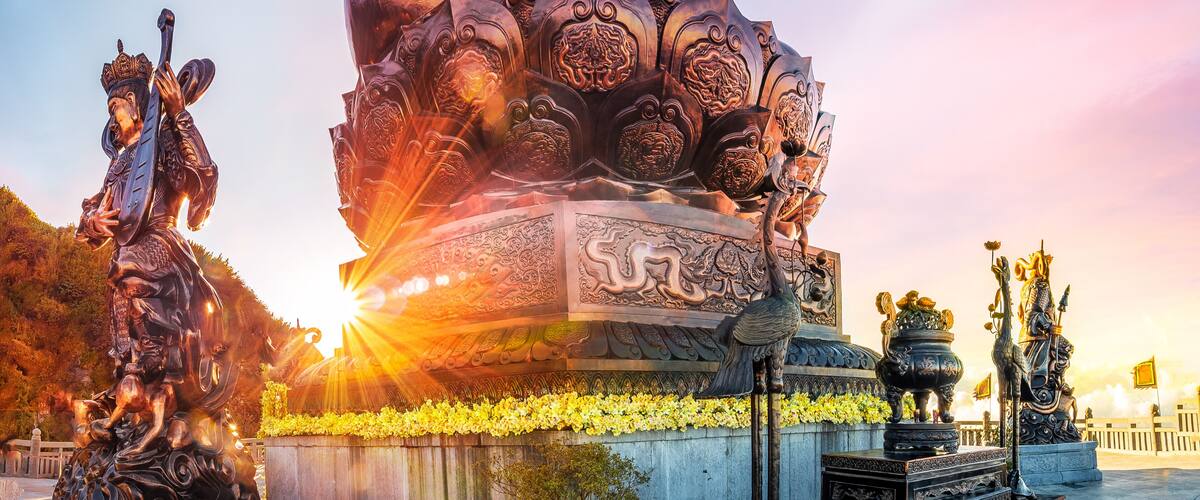 Giant Buddha statue on the top of mount Fansipan, Sapa region, Lao Cai, Vietnam