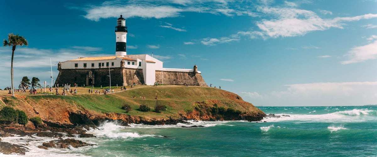 Barra Lighthouse (Farol da Barra) in Salvador, Bahia, Brazil .