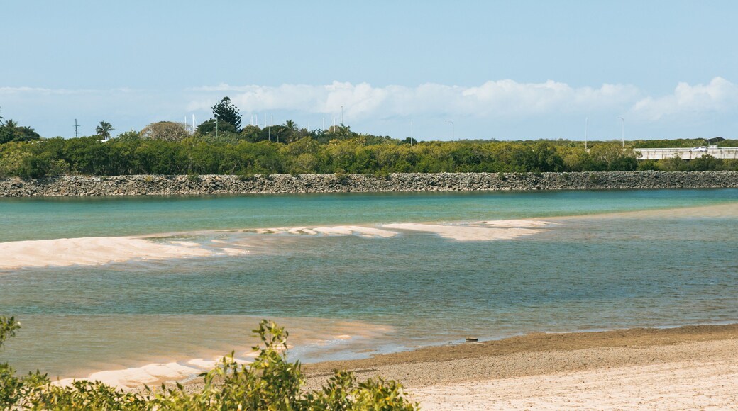 Mackay showing a beach and general coastal views
