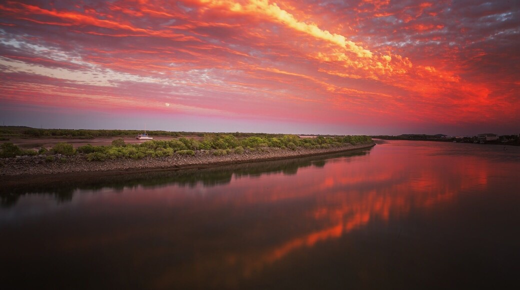 Sunset over the Pioneer River along the bike path.