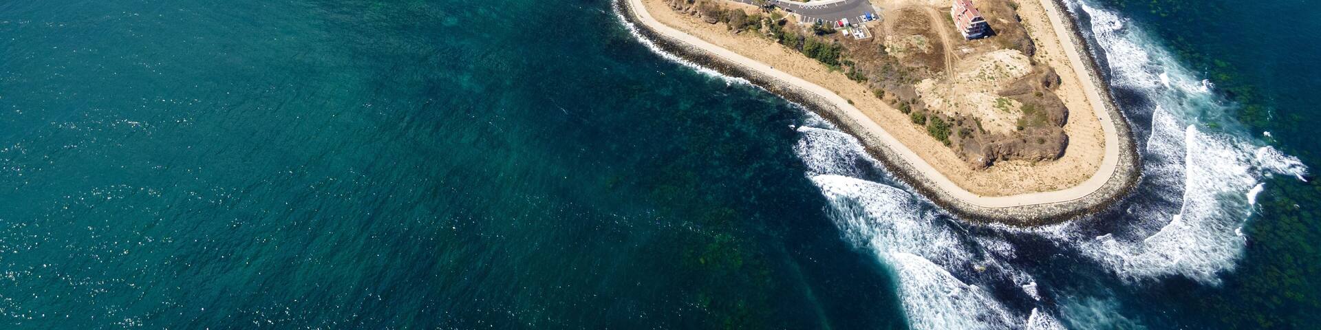 Aerial view of town of Primorsko, Bulgaria
