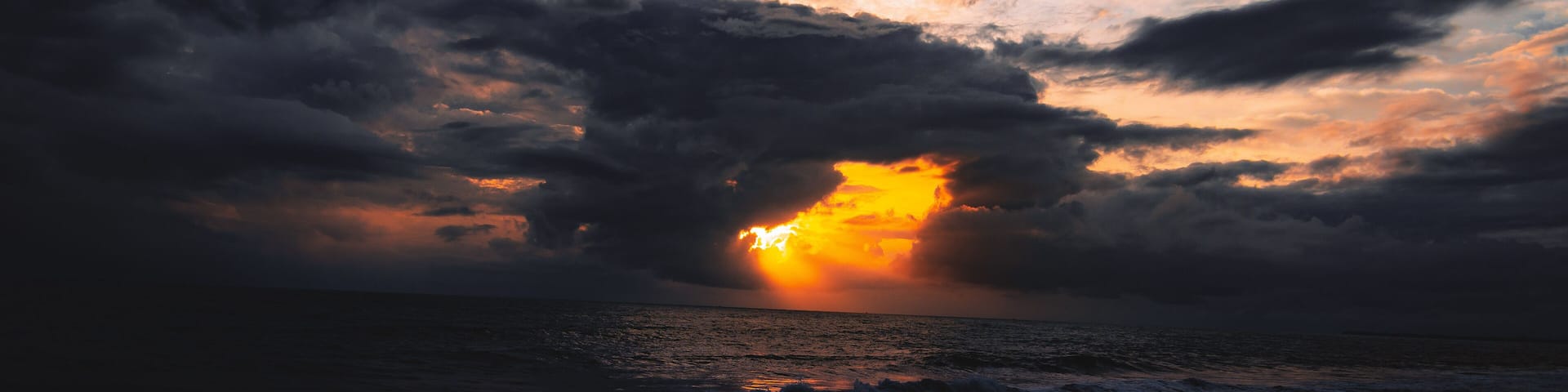 Dramatic sunset in Paravur beach, Kerala.