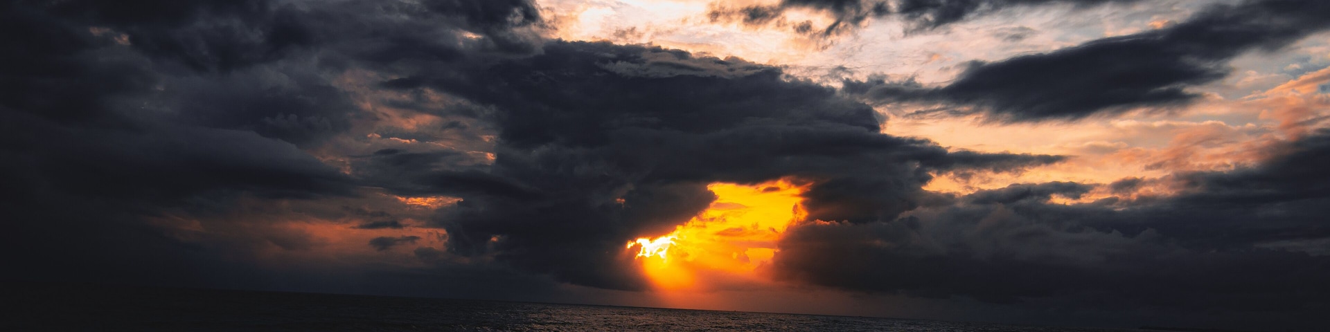 Dramatic sunset in Paravur beach, Kerala.