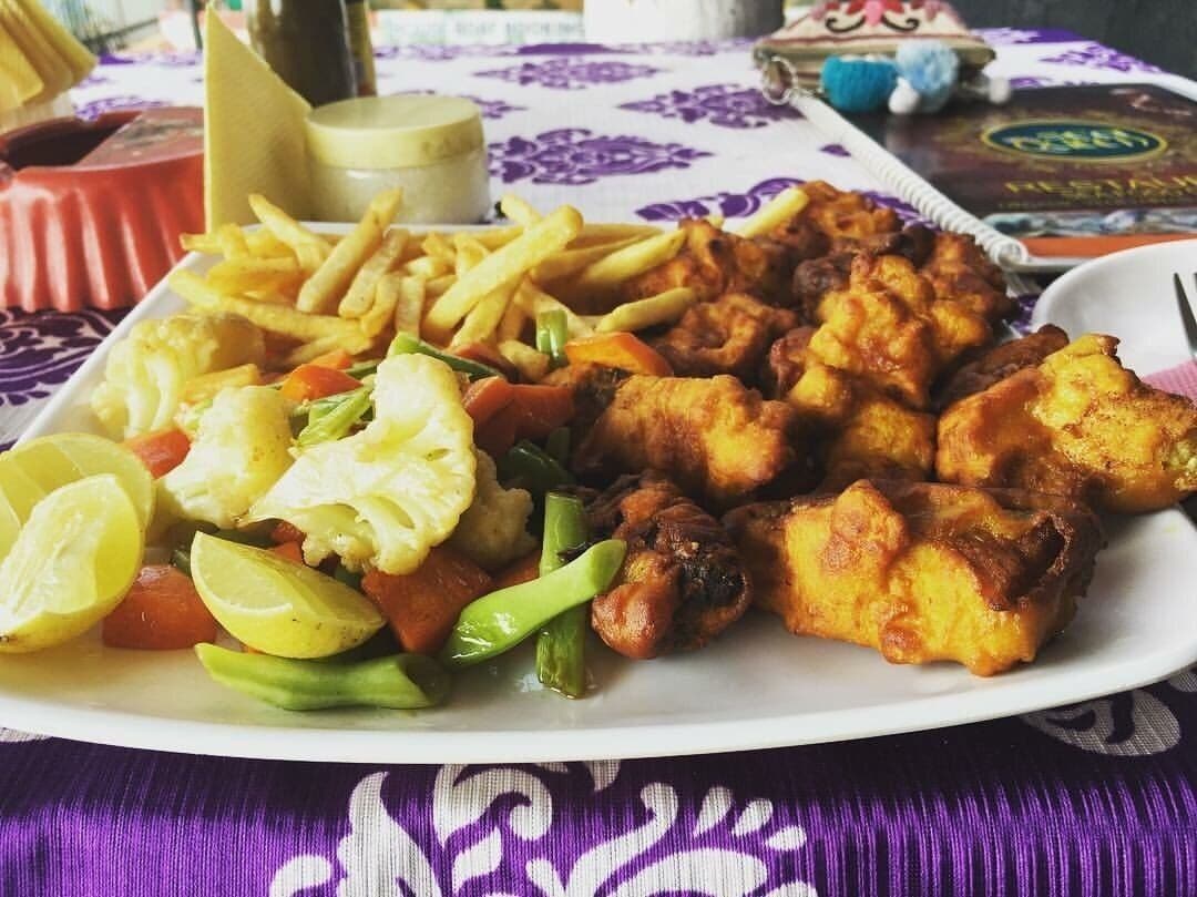 Lemon Fried Fish with fries and veggies... Amazing meal at this beachside restaurant in #varkala