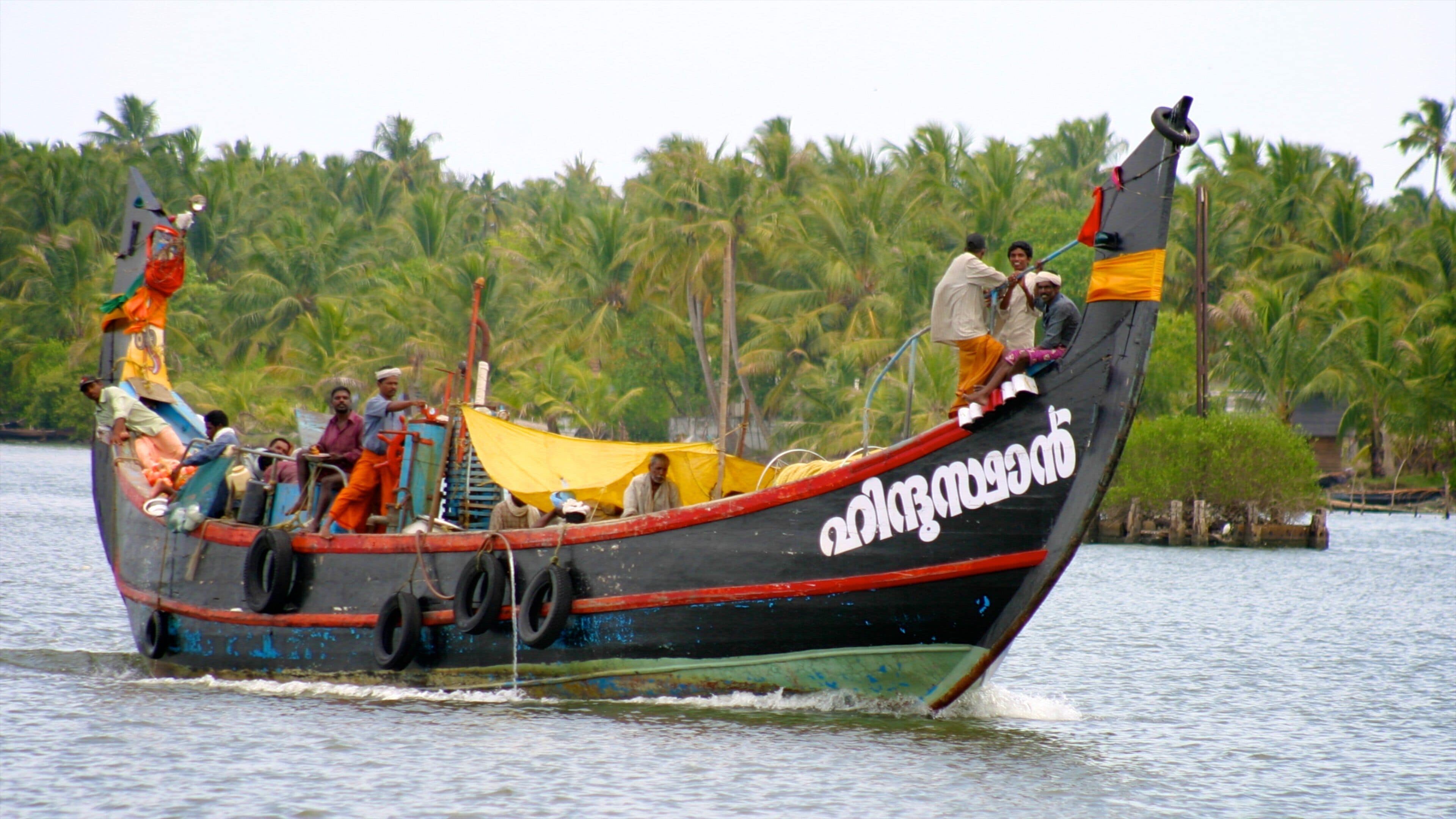 Cochin featuring boating, tropical scenes and a lake or waterhole