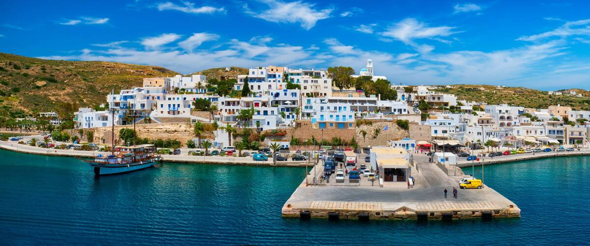 Adamantas Adamas harbor town of Milos island, Greece