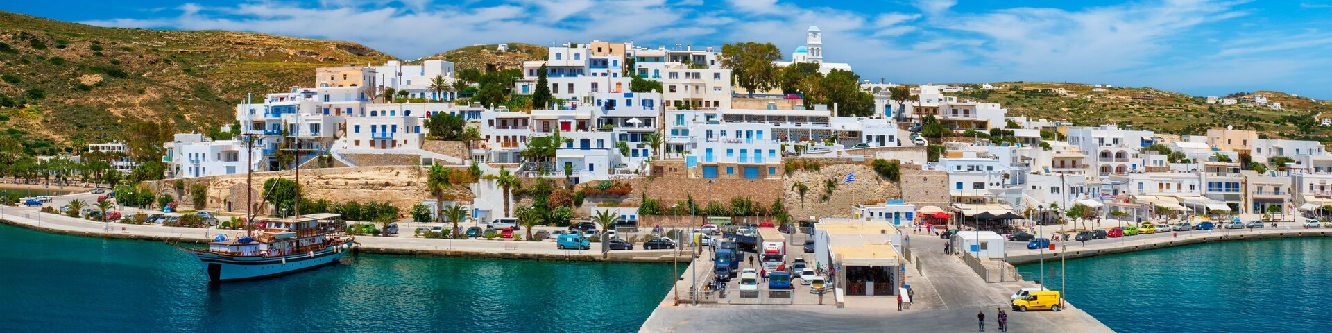 Adamantas Adamas harbor town of Milos island, Greece