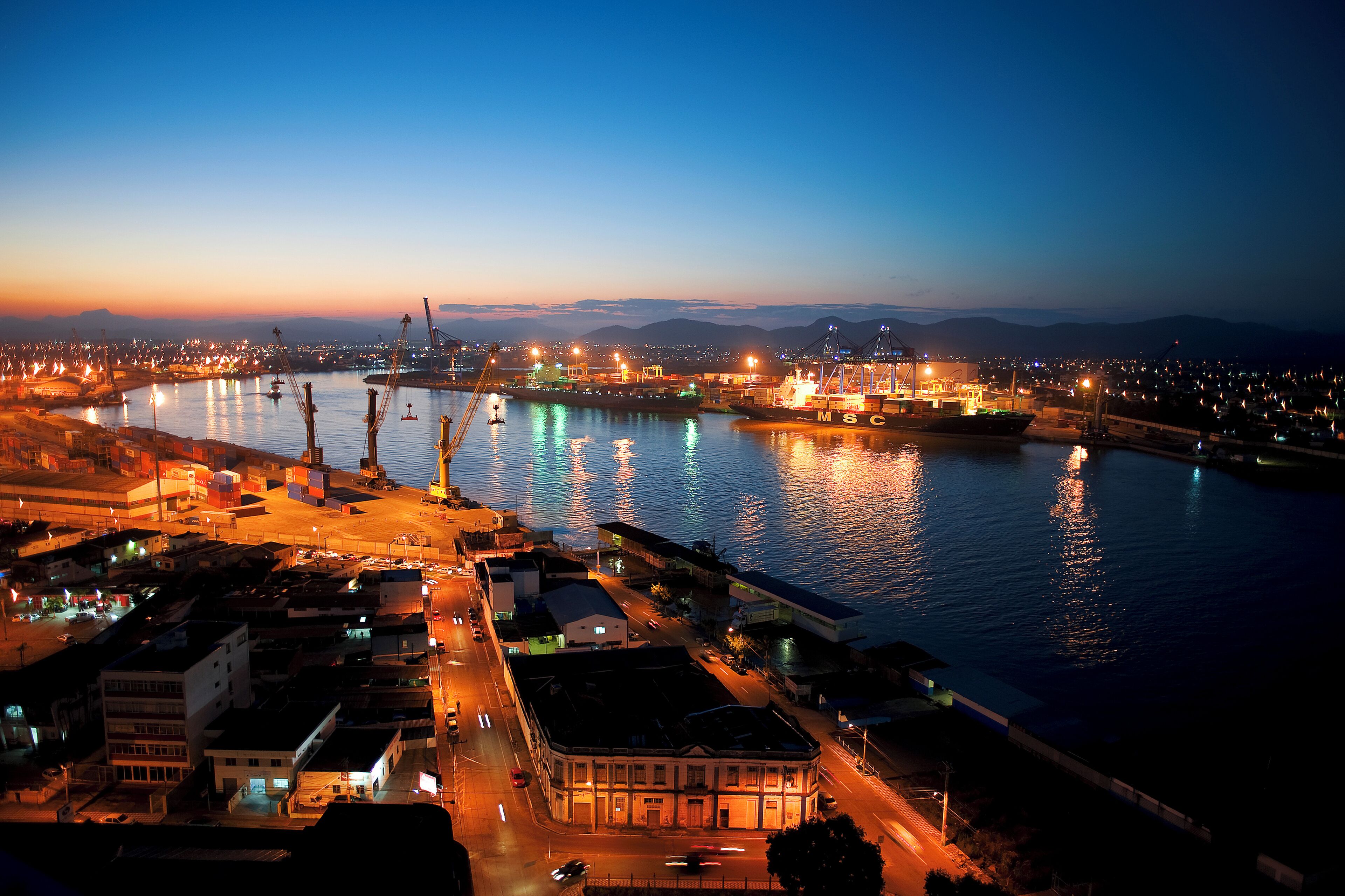 Aerial view of the Itajai Port to, Santa Catarina Brazil
