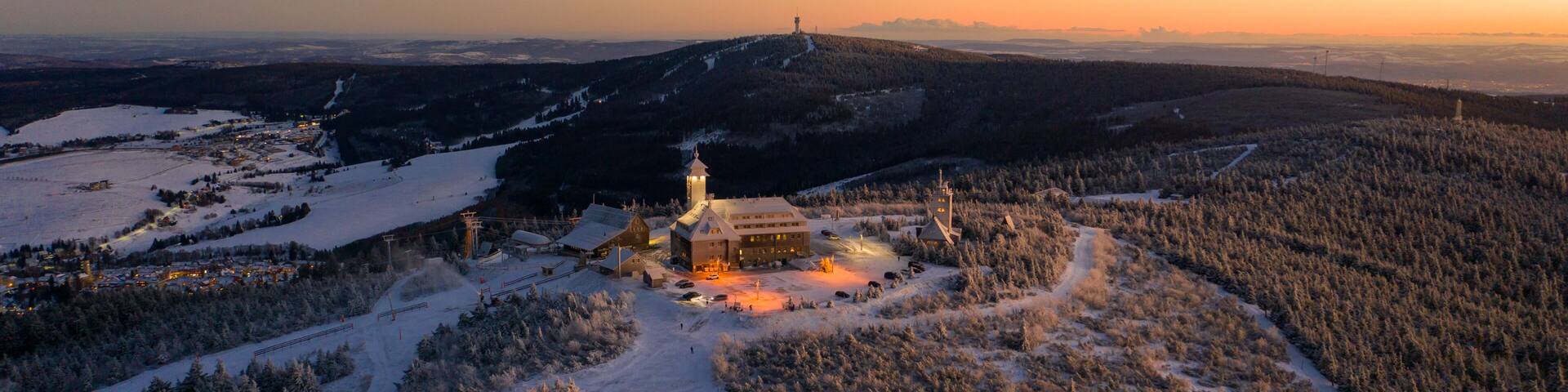Sunset on the Fichtelberg in the Erzgebirge